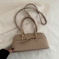 Elegante borsa a mano kaki in ecopelle con fibbia dorata e tracolla rimovibile - Cachi