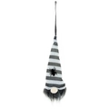 Halloween Wichtel-Anhänger mit schwarz-weiß gestreiftem Glitzermütze und Spinne Deko - Weiß