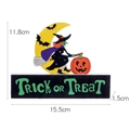 Wooden Halloween witch table decoration with Trick or Treat text and dimensions - Witch Pattern