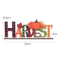 Wooden Harvest sign with pumpkin and maple leaf patterns on white background - HARVEST