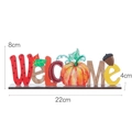 Wooden Welcome table sign with pumpkin and acorns for Thanksgiving decor, 22x8x4cm - WELCOME