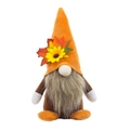 Autumn gnome plush with orange sunflower hat and maple leaf for Thanksgiving decor - Beard Style