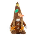 Fall gnome plush toy with brown pointed hat and maple leaf decorations for harvest decor - Braid Style