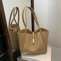 Sac fourre-tout élégant en cuir PU kaki avec fermoir doré et intérieur spacieux - Kaki
