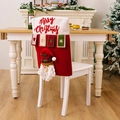 Kerst stoelhoes met 3D Kerstman en Merry Christmas borduursel in rood en wit - Kerstman