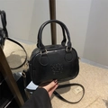 Schicke schwarze Vintage-Quadrat-Handtasche mit lucky LHCO Smu Prägung und Golddetails - Ohne Anhänger / Schwarz