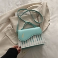 Mint green piano bag with musical treble clef embroidery and keyboard pattern - Blue