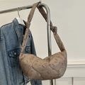 Borsa a tracolla trapuntata a fiori beige kaki con stampa di lettere elegante - Cachi
