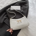 Bolso bandolera blanco elegante para mujer con hebilla de lazo metálico dorado chic - Blanco