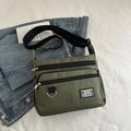 Sac bandoulière en nylon vert armée avec plusieurs poches et bandoulière réglable noire - Vert