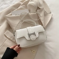 Borsa a tracolla elegante in pelle PU bianca con bordo a onda e fibbia H argento - Bianco