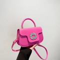 Magenta crossbody bag with sparkling rhinestone buckle and golden hardware details - Rose Red