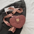 Chic dusty rose heart-shaped crossbody bag with quilted texture and gold lock - Dusty Pink