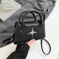 Minimalist black crossbody bag for women with silver star hardware for casual commute - Black