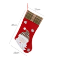 Chaussette de Noël avec appliqué Père Noël et bordure à carreaux verte en rouge - Père Noël