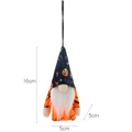 Halloween lighted gnome ornament with orange outfit and black bat patterns, 16cm height - Beard Style