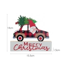 Décoration de Noël en bois avec gnome sur camion à carreaux rouge et noir - Style Voiture avec Sapin de Noël