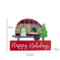 Décoration de Noël en bois van camping avec texte Happy Holidays mesurant 15,5x12cm - Style Camping-car