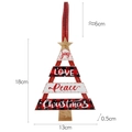 Weihnachtsbaum-Anhänger aus Holz mit rotem Karomuster und Joy Love Peace Aufdruck - Rot