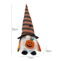 Διακοσμητικός νάνος Halloween με πορτοκαλί ριγέ καπέλο και φανάρι κολοκύθας 25cm - Στυλ Κολοκύθας / Πορτοκαλί Στυλ