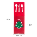Red felt Christmas cutlery holder with green tree pattern and size dimensions - Christmas Tree