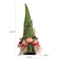 Nain de Noël en peluche avec chapeau vert texturé, baies rouges et tresses brunes - Vert