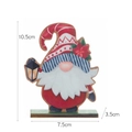 Gnome de Noël décoratif en bois avec bonnet rouge et lanterne hauteur 10,5cm déco - Style Chapeau Rayé