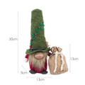 Gnome de Noël avec chapeau vert, baies rouges et sac en toile de jute, hauteur 30cm - Vert