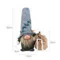 Gnome de Noël en peluche verte avec chapeau gris pointu et dimensions du sac - Gris