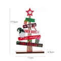 Albero di Natale in legno fai-da-te con motivi festivi e base in legno naturale per tavolo - Stile Babbo Natale Plaid Verde