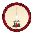 Christmas tree skirt with Merry Christmas text and red buffalo plaid edges - Christmas Tree Pattern (Style A)