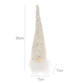 Light-up Christmas gnome in cream knit with silver sequins and 26cm size markings - White
