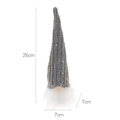 Grey knitted Christmas gnome ornament with silver sequins and LED lights, 26cm tall - Gray