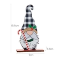 DIY Christmas wooden gnome table decor with plaid hat and candy cane, size 15.5cm x 9cm - Gray Plaid Hat Gnome