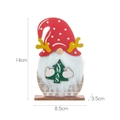 Wooden Christmas gnome figurine with red hat and XMAS tree ornament, 14cm height - Red Hat Holding Christmas Tree