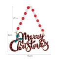 Plaid Merry Christmas wooden sign with red white beads and holly leaves, size 16x8cm - Red Plaid Word Sign