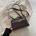 Bolso bandolera retro marrón oscuro de cuero sintético con correa ajustable de moda - Marrón