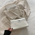 Bolso caja blanco minimalista de cuero con doble cremallera y correa ajustable - Blanco
