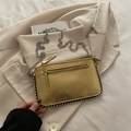 Metallic gold retro crossbody bag with silver rivet trim and stylish metal chain strap - Gold