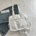 Bolso Ita blanco con parche de corazón y bolsillo de PVC transparente frontal - Sin colgante / Blanco