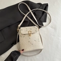 Straw weave mini crossbody bag with floral embroidery and golden clasp closure - White