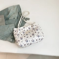 White canvas tote bag featuring colorful cartoon bear prints and braided rope handles - Bear Style