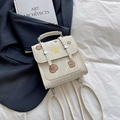 Mochila de cuero sintético blanco con patrón de mármol y diseño de dibujos - Blanco Roto