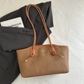 Borsa tote in pelle cerata marrone con trama intrecciata in paglia e tracolle in pelle - Marrone