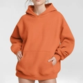 Felpa con cappuccio donna arancione vivace con tasca a marsupio e polsini a costine ampie - 3XL / Top / Arancione