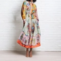 Robe chemise à manches lanternes avec imprimé floral, ceinture et motifs bohèmes - 3XL