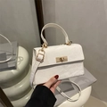 Chic white pleated leather crossbody bag with golden clasp for minimalist commuting - White