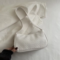 Minimalist white woven dumpling bag with high-quality texture and crossbody shoulder strap - White