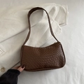 Sac à bandoulière en cuir synthétique tressé marron avec détails de fermeture dorée - Beige