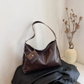 Dark brown high-capacity faux leather tote bag with adjustable strap and small coin purse - Brown